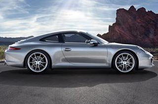 parked silver Porsche